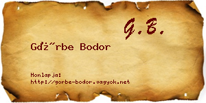 Görbe Bodor névjegykártya